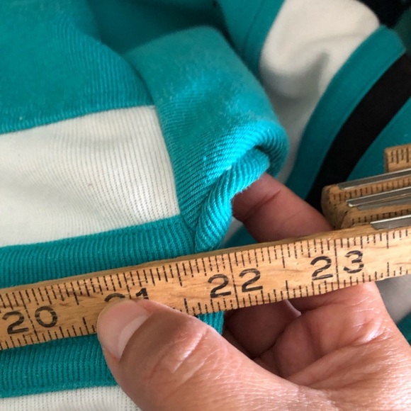 VTG MacGregor Teal and White Striped Polo Sweater Long Sleeve Mens Large - Picture 5 of 9